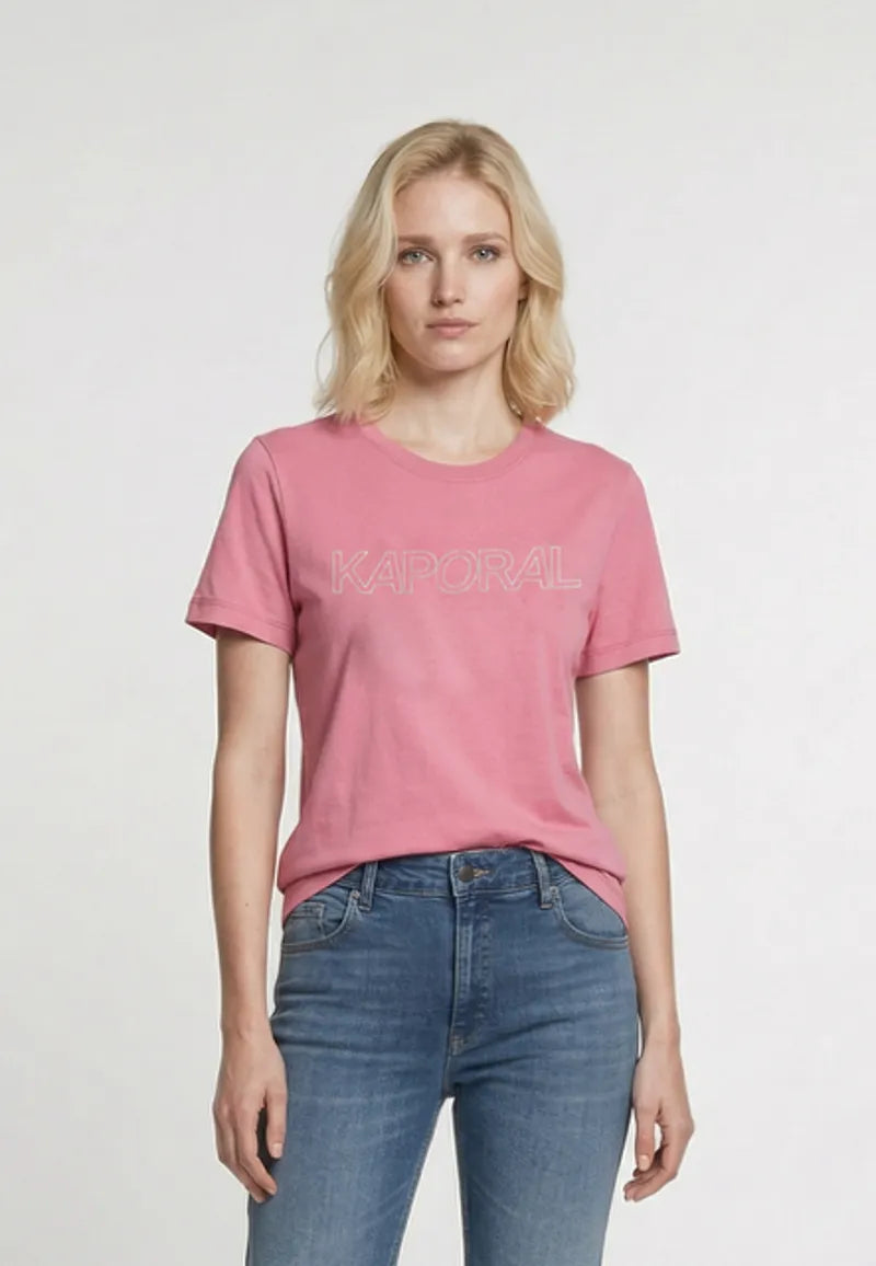 FARO slim short-sleeve T-shirt pink stretch cotton