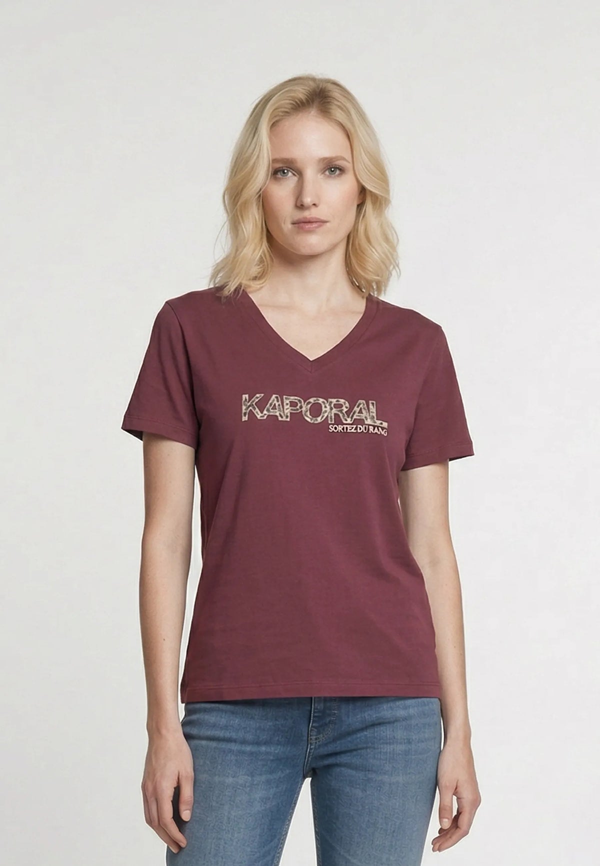 FRANK burgundy stretch cotton slim short-sleeve T-shirt