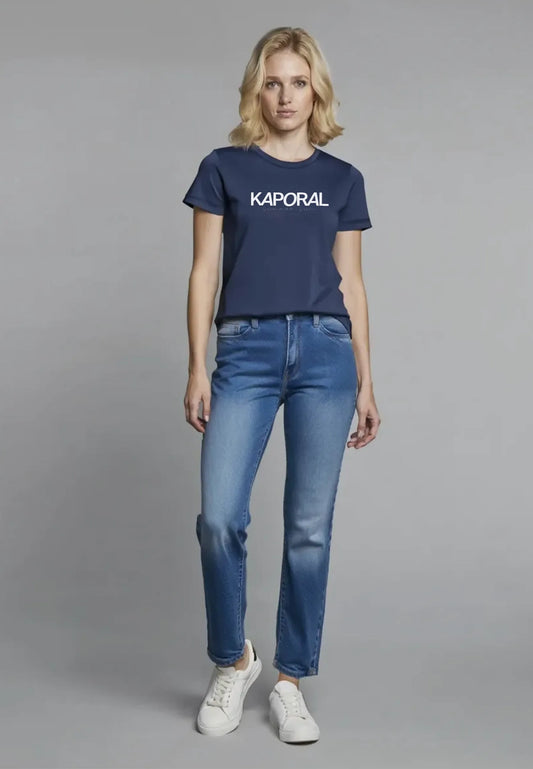 JASIC slim short-sleeve T-shirt navy cotton stretch