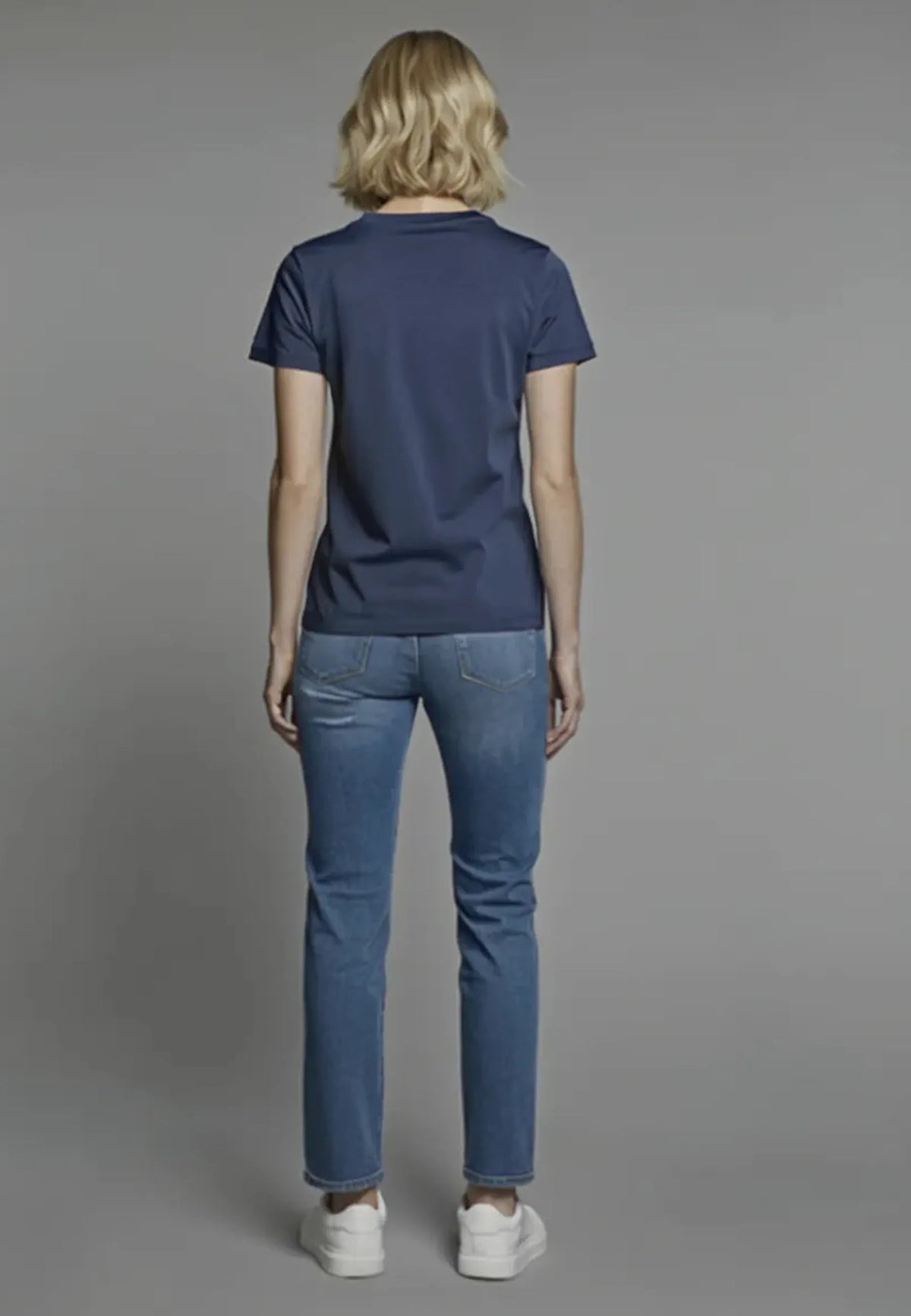 JASIC slim short-sleeve T-shirt navy cotton stretch
