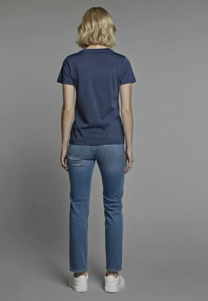 JASIC slim short-sleeve T-shirt navy cotton stretch