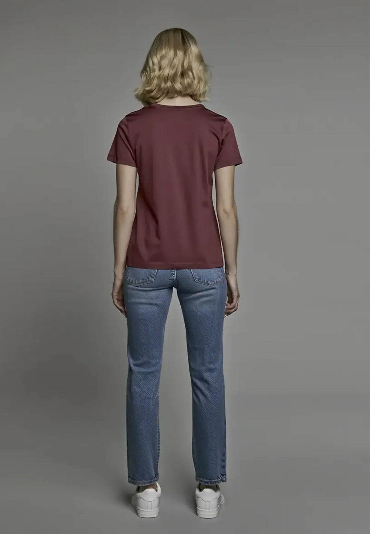 JASIC burgundy stretch cotton slim short-sleeve T-shirt