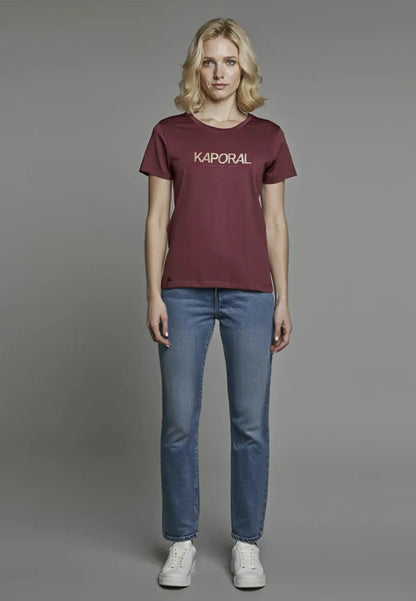 JASIC burgundy stretch cotton slim short-sleeve T-shirt