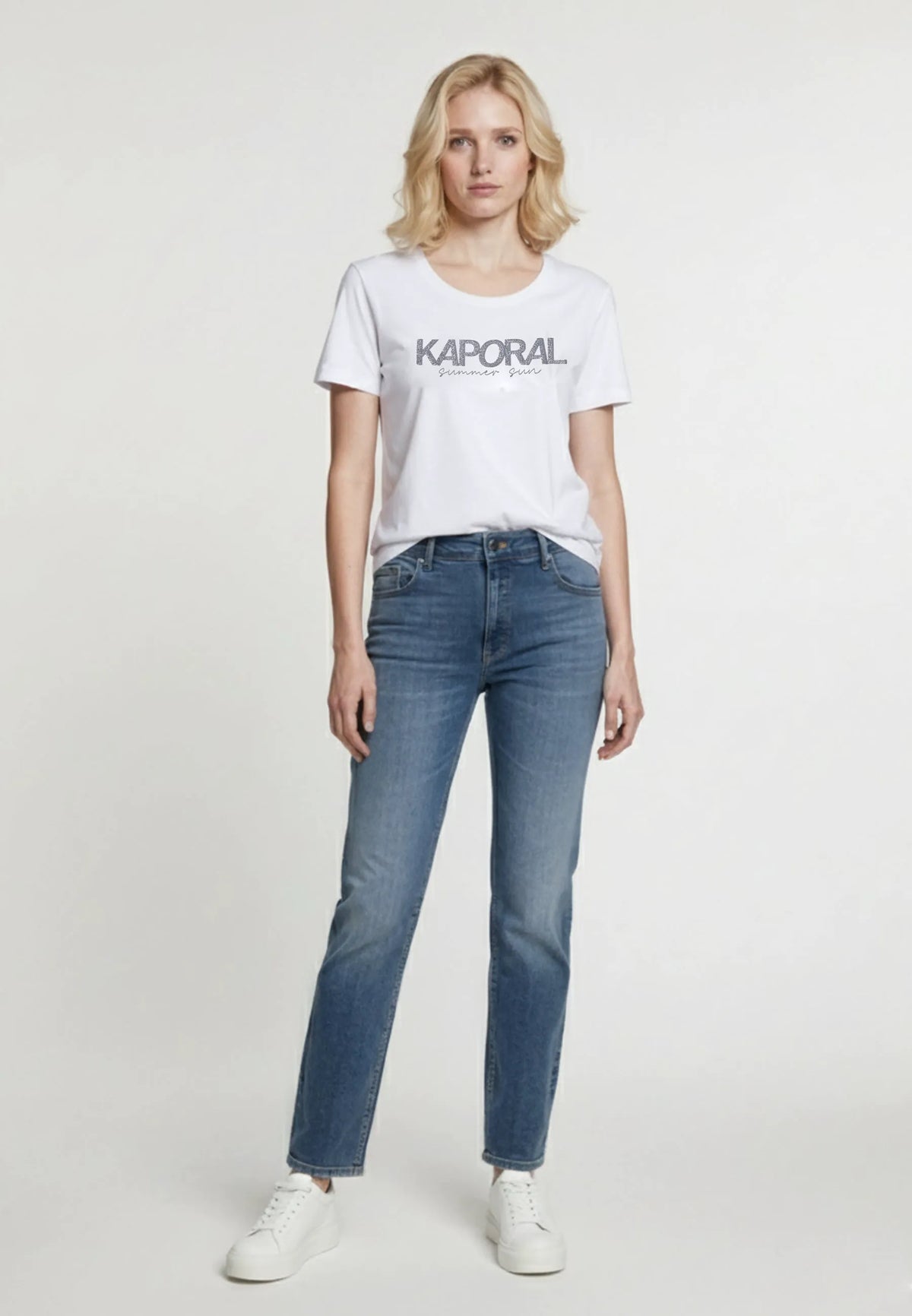 JASIC white stretch cotton slim short-sleeve T-shirt