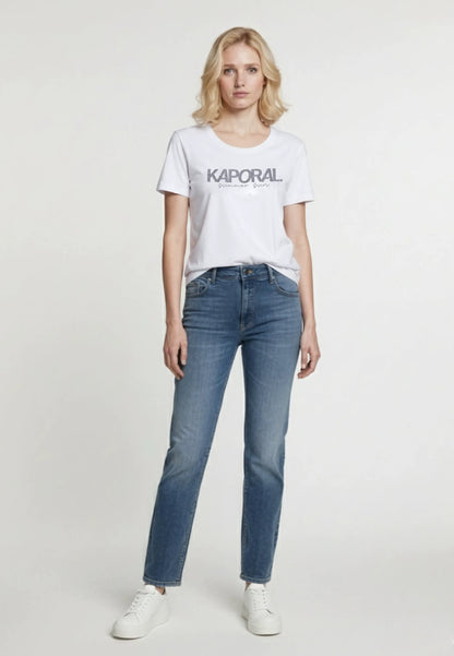 JASIC white stretch cotton slim short-sleeve T-shirt