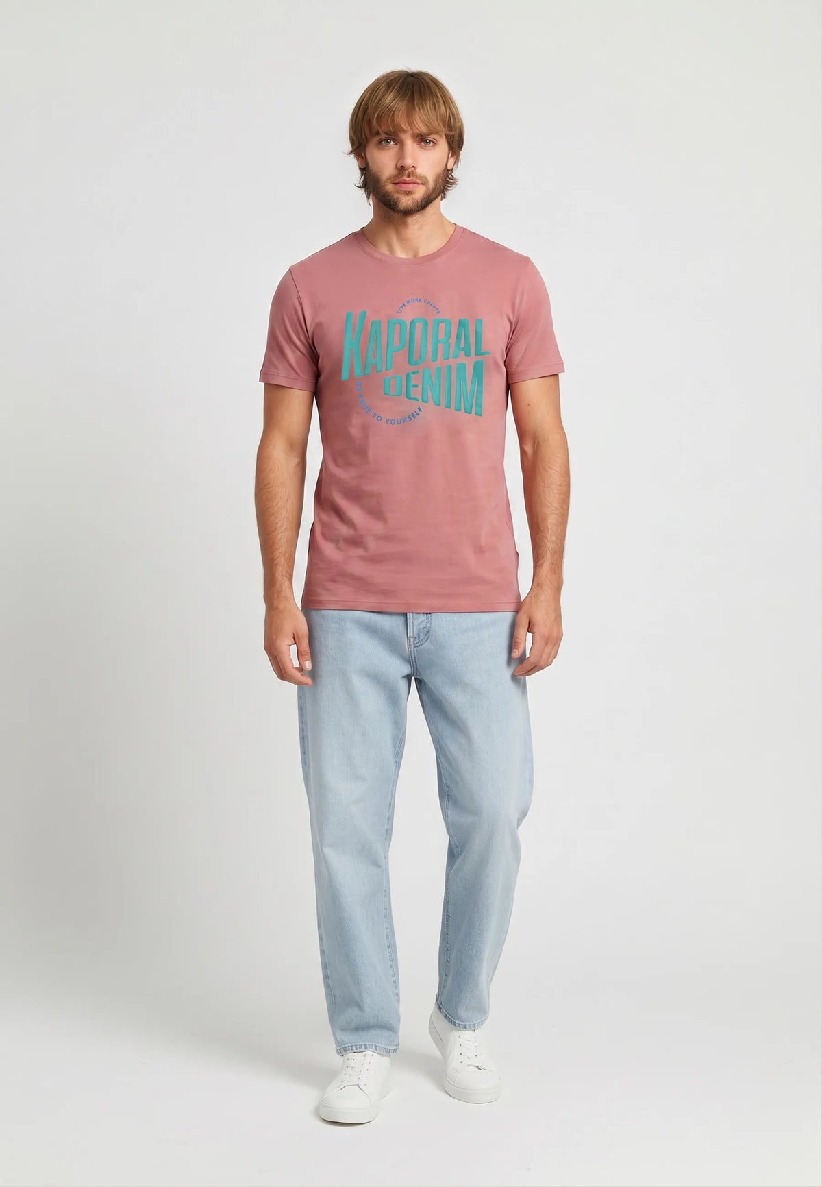 T-shirt short sleeves regular dusty pink cotton JAVA