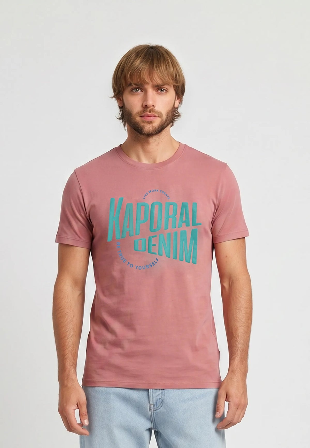 T-shirt short sleeves regular dusty pink cotton JAVA