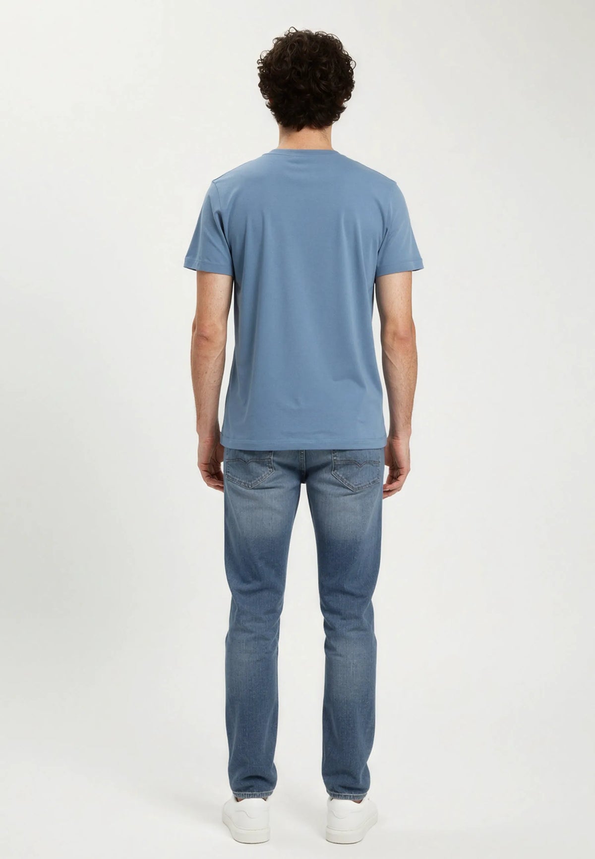T-shirt short sleeves regular sky blue cotton JAVA