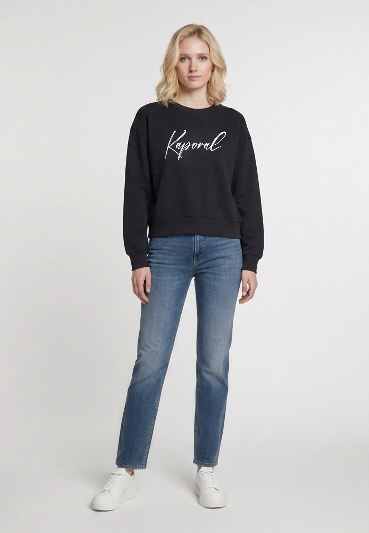 sweatshirt slim black cotton polyester JULIE