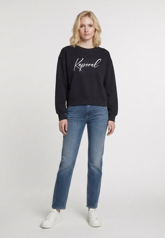 sweatshirt slim black cotton polyester JULIE