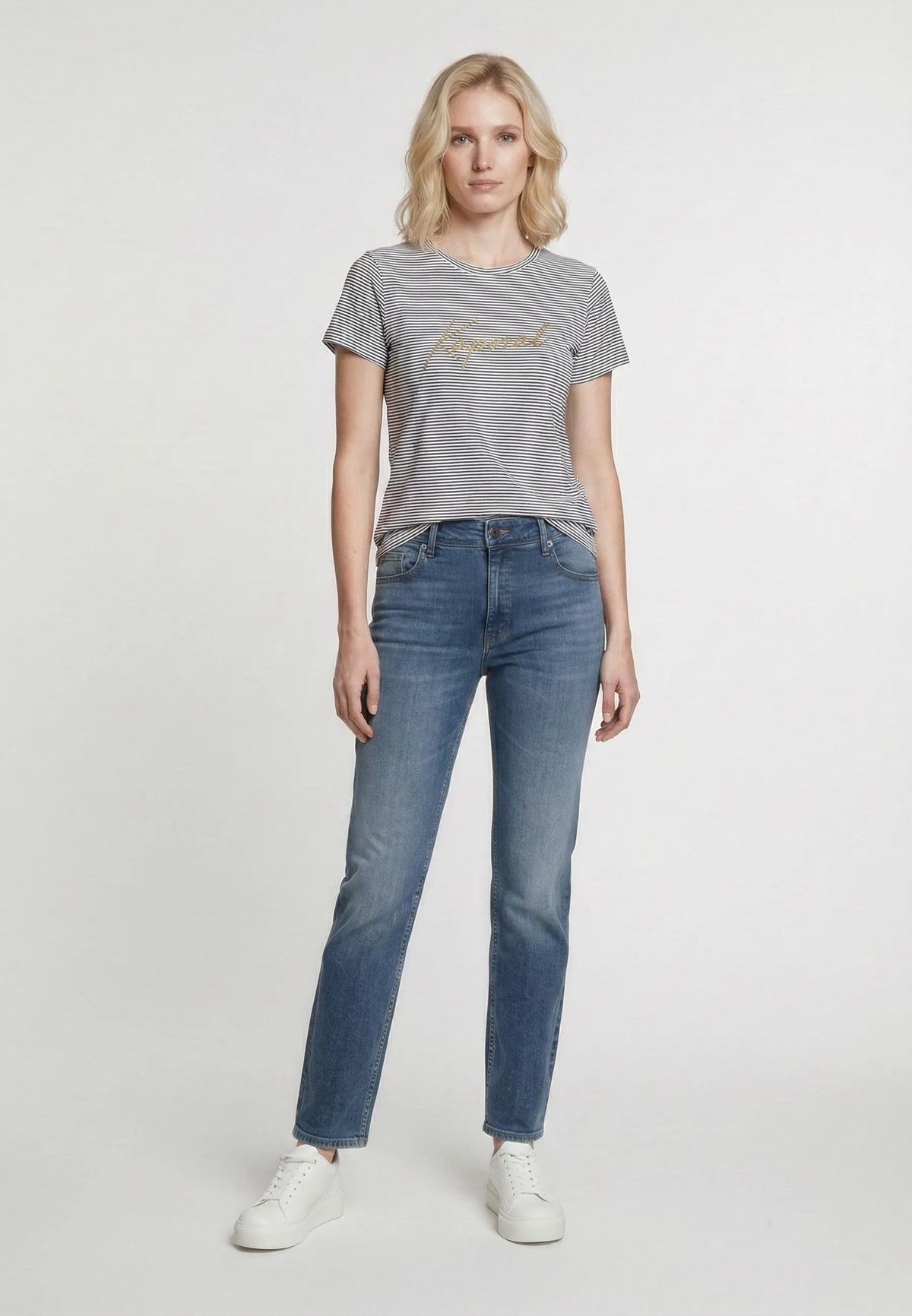 T-shirt short sleeves slim off-white cotton stretch KABY