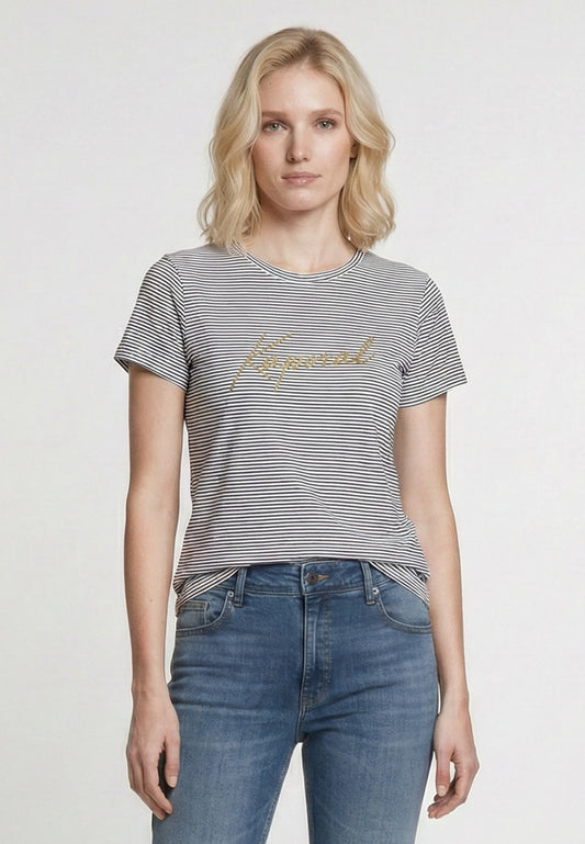 T-shirt short sleeves slim off-white cotton stretch KABY