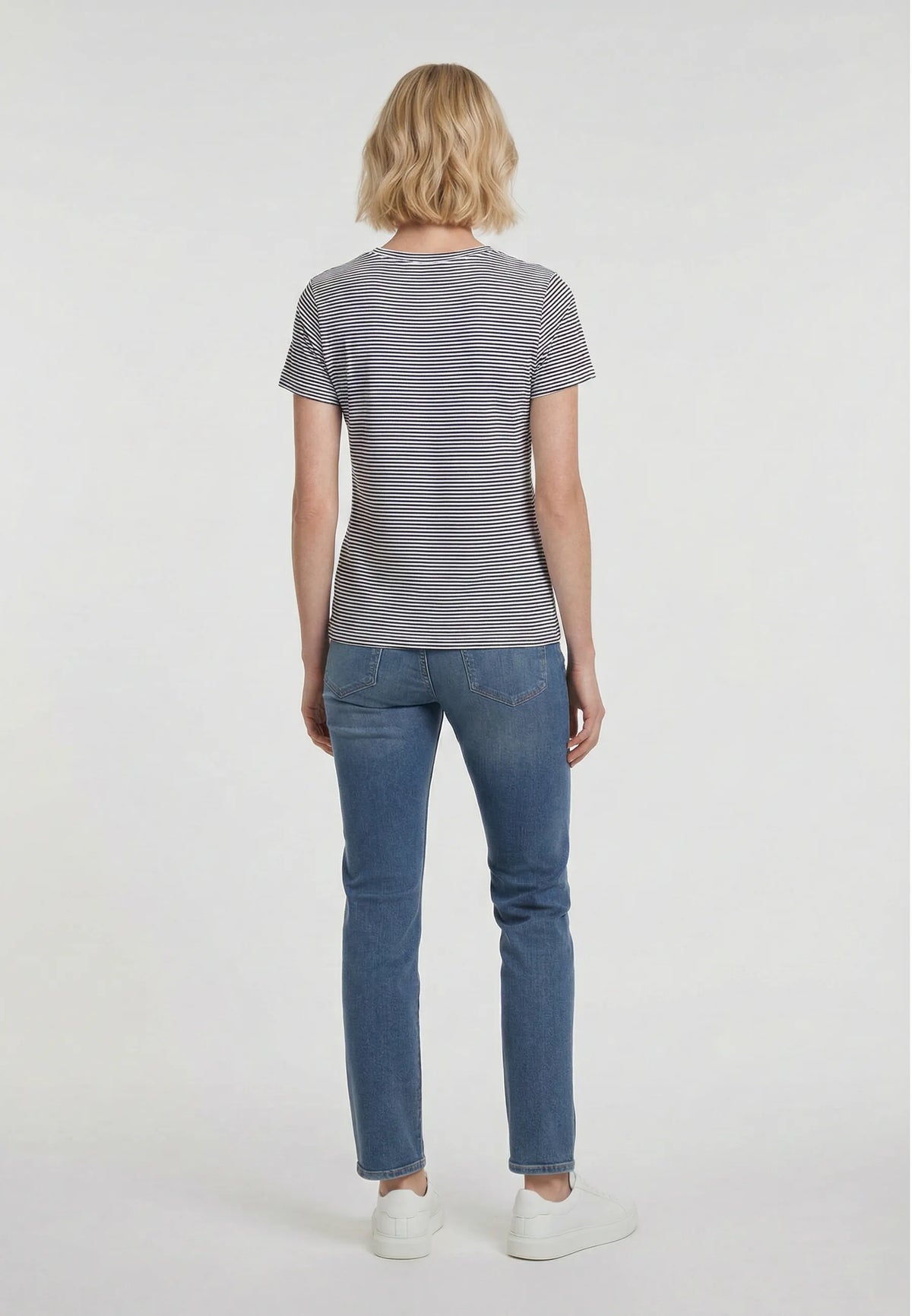 T-shirt short sleeves slim off-white cotton stretch KABY