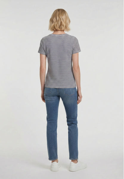T-shirt short sleeves slim off-white cotton stretch KABY