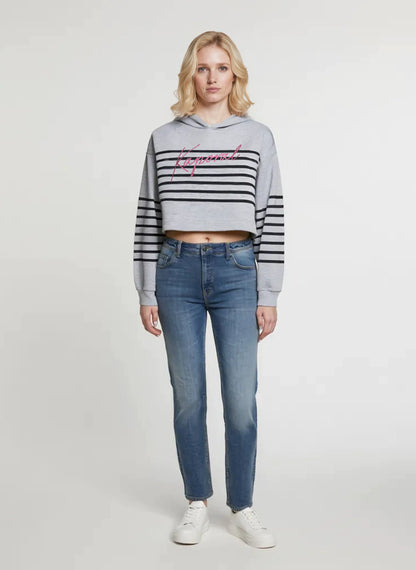 Sweatshirt with hood regular grey cotton KAT