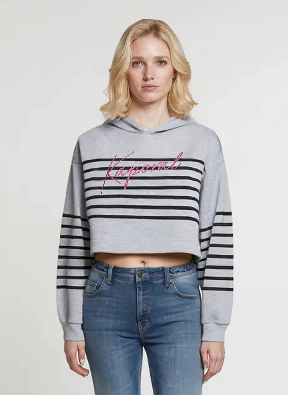 Sweatshirt with hood regular grey cotton KAT