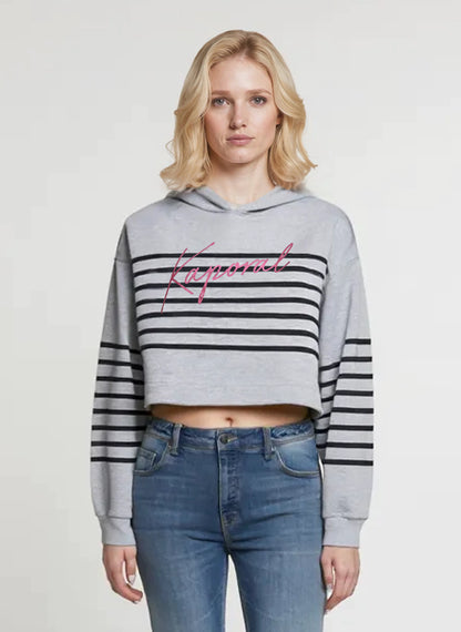 Sweatshirt with hood regular grey cotton KAT