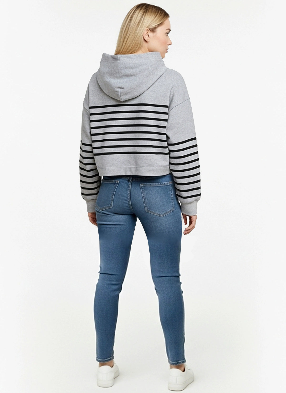 Sweatshirt with hood regular grey cotton KAT