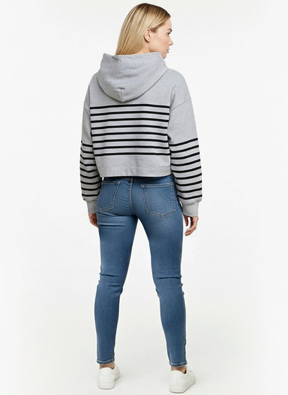 Sweatshirt with hood regular grey cotton KAT