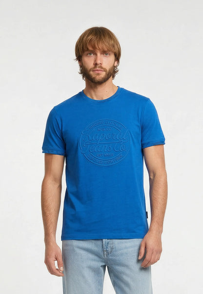 T-shirt short sleeves regular electric blue cotton KRAFT