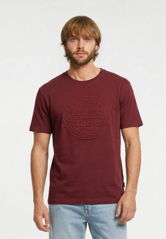 KRAFT regular burgundy cotton short-sleeved T-shirt
