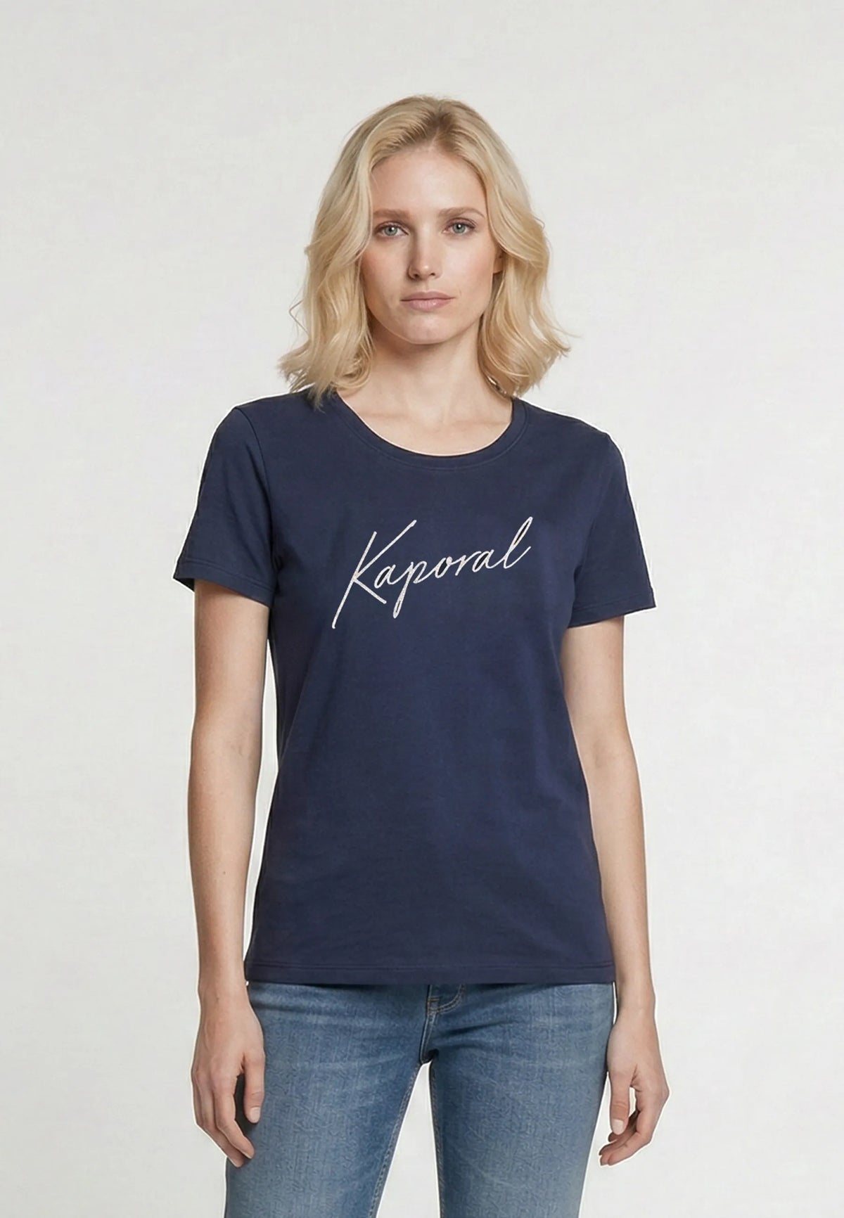 KRAK slim navy blue stretch cotton short-sleeved T-shirt