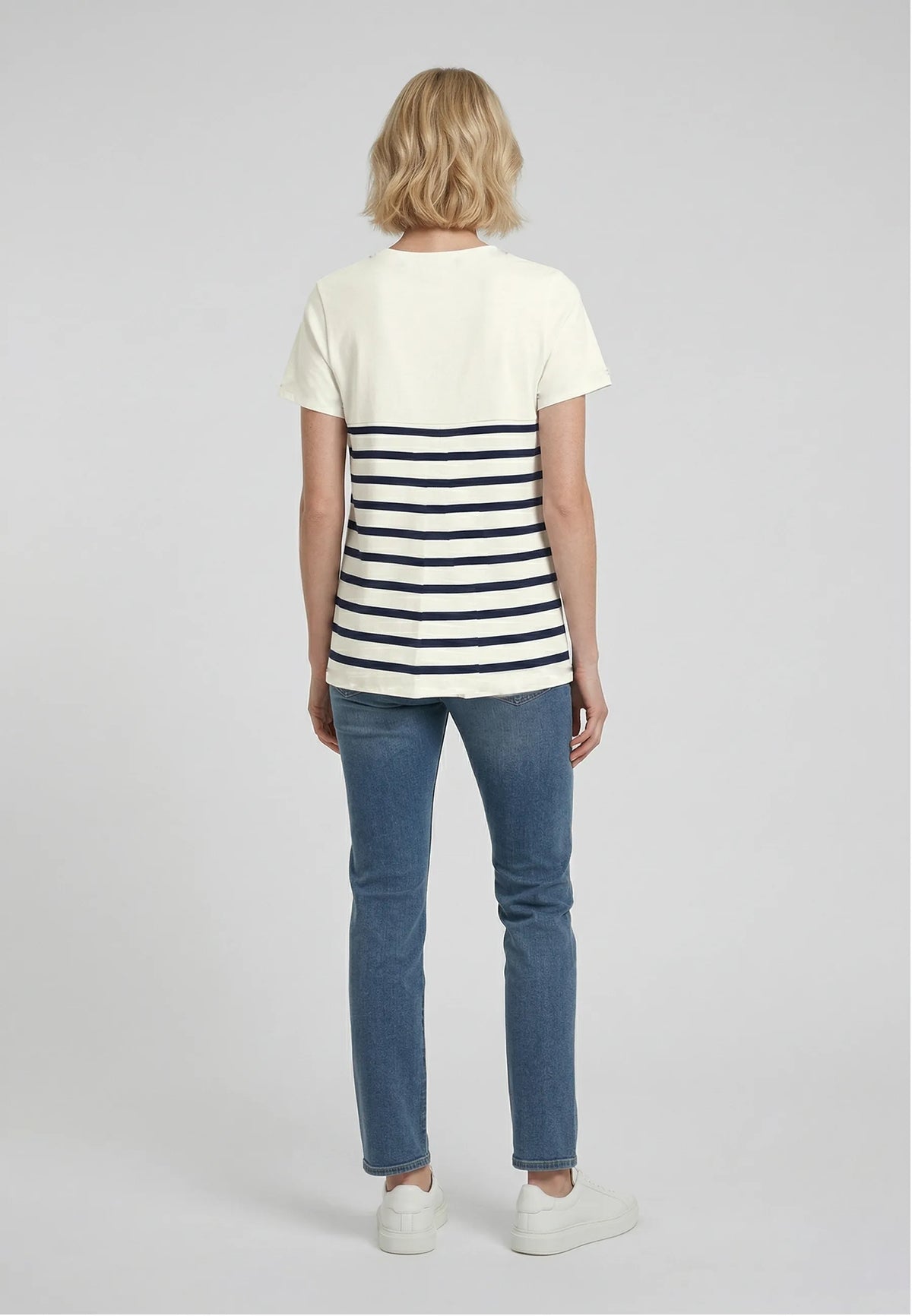 KRIS slim off-white stretch cotton short-sleeved T-shirt