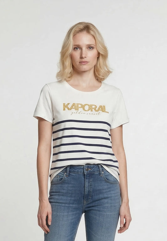 KRIS slim off-white stretch cotton short-sleeved T-shirt