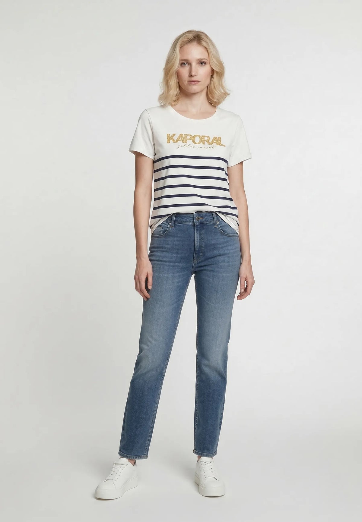KRIS slim off-white stretch cotton short-sleeved T-shirt
