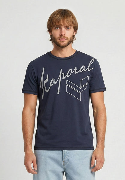 T-shirt short sleeves regular navy blue cotton KULAN