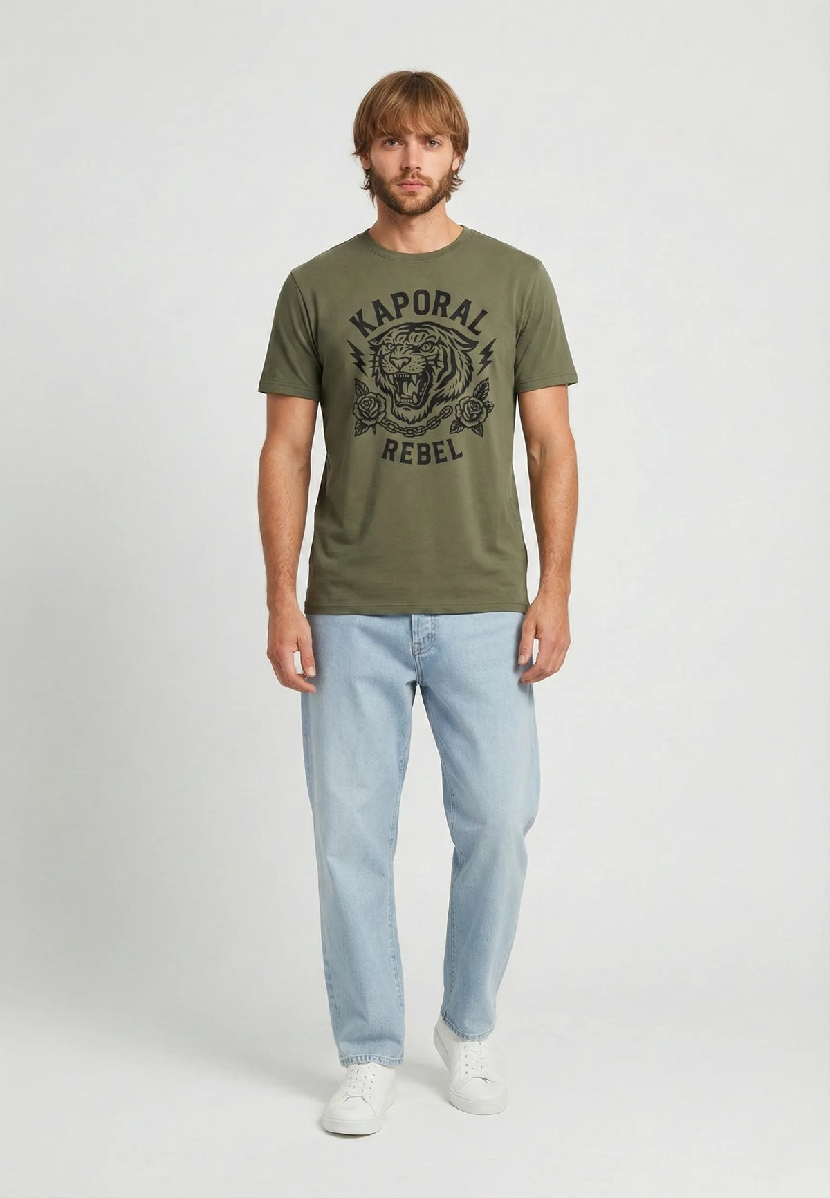 KULUM regular short-sleeve T-shirt khaki cotton