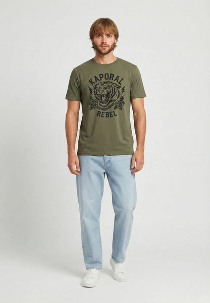 KULUM regular short-sleeve T-shirt khaki cotton