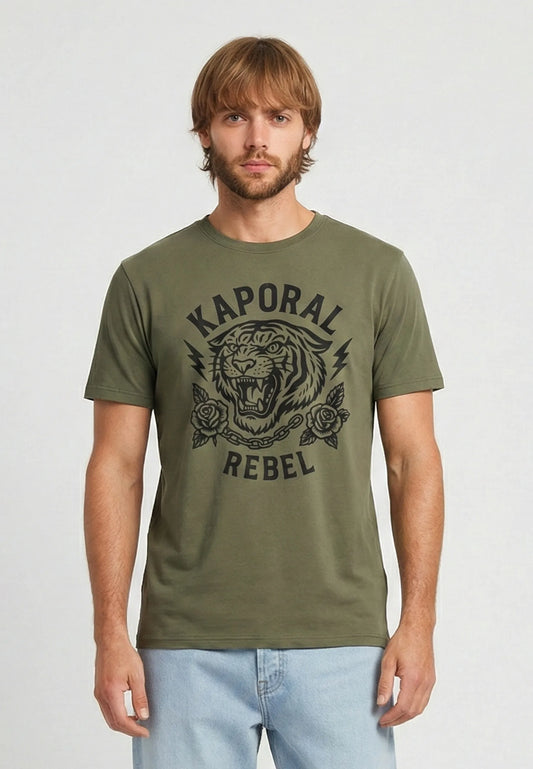 KULUM regular short-sleeve T-shirt khaki cotton