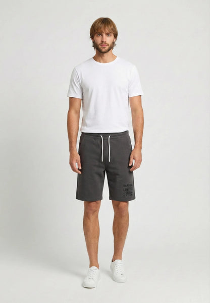KYLIO grey cotton polyester fleece regular shorts