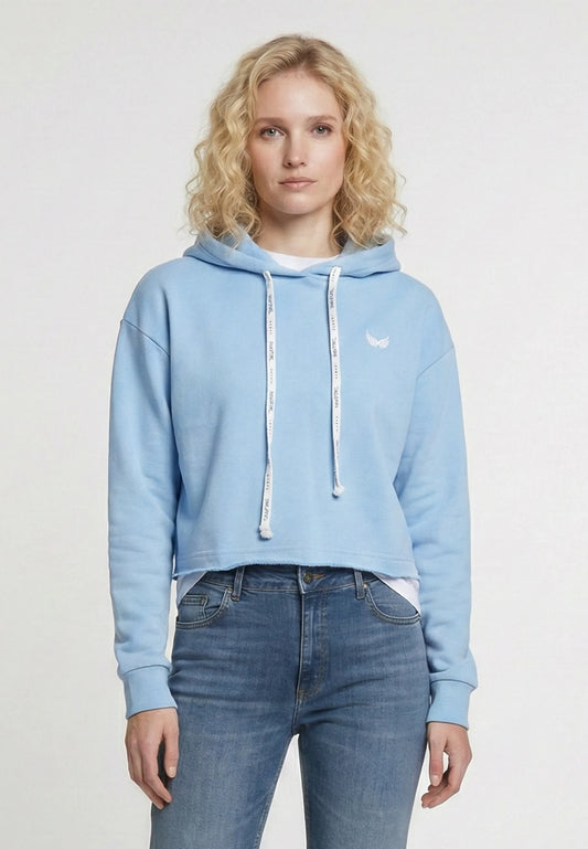 Hooded sweatshirt regular sky blue cotton LOICIA