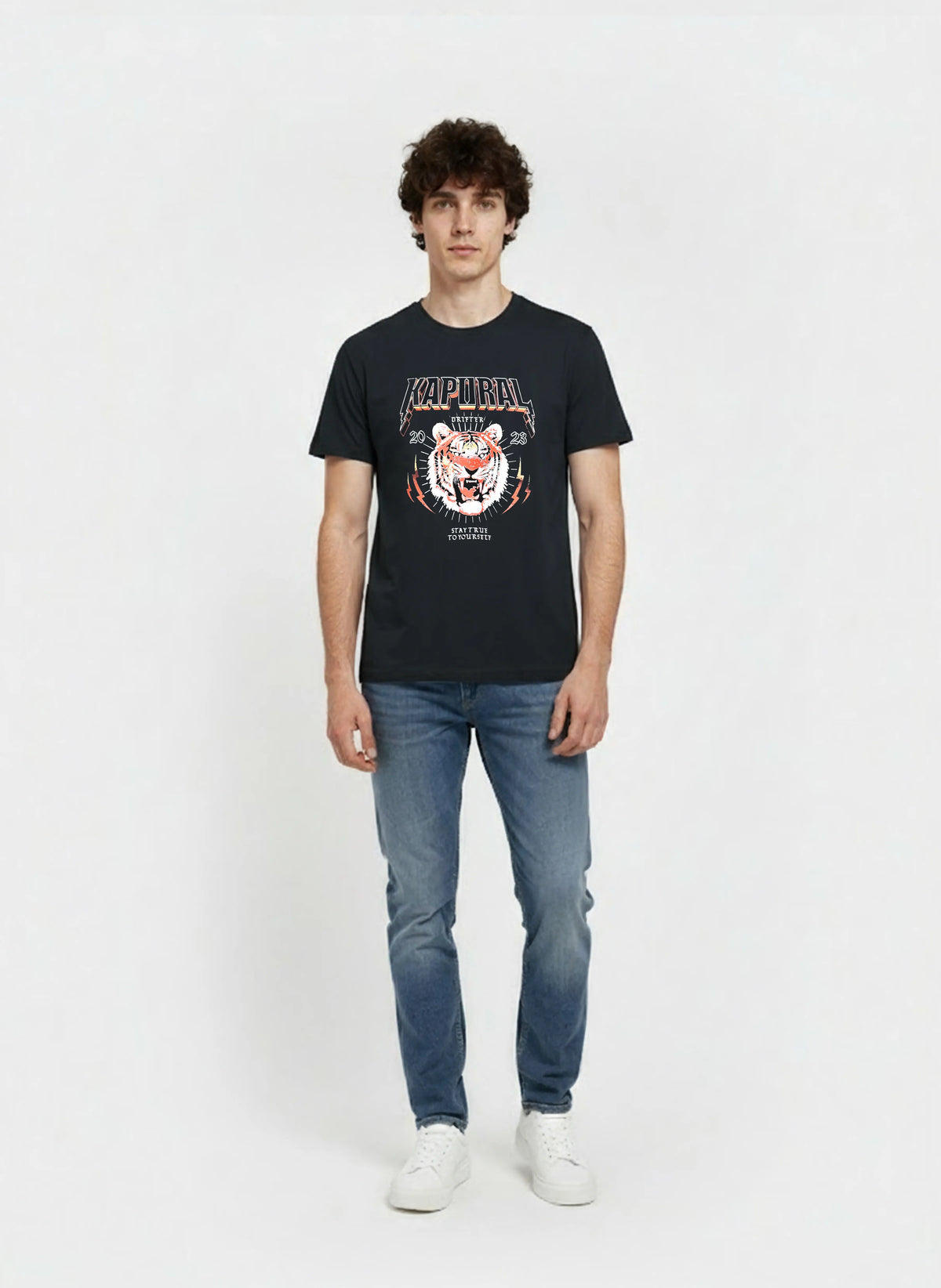 COSTO black cotton regular short-sleeve T-shirt