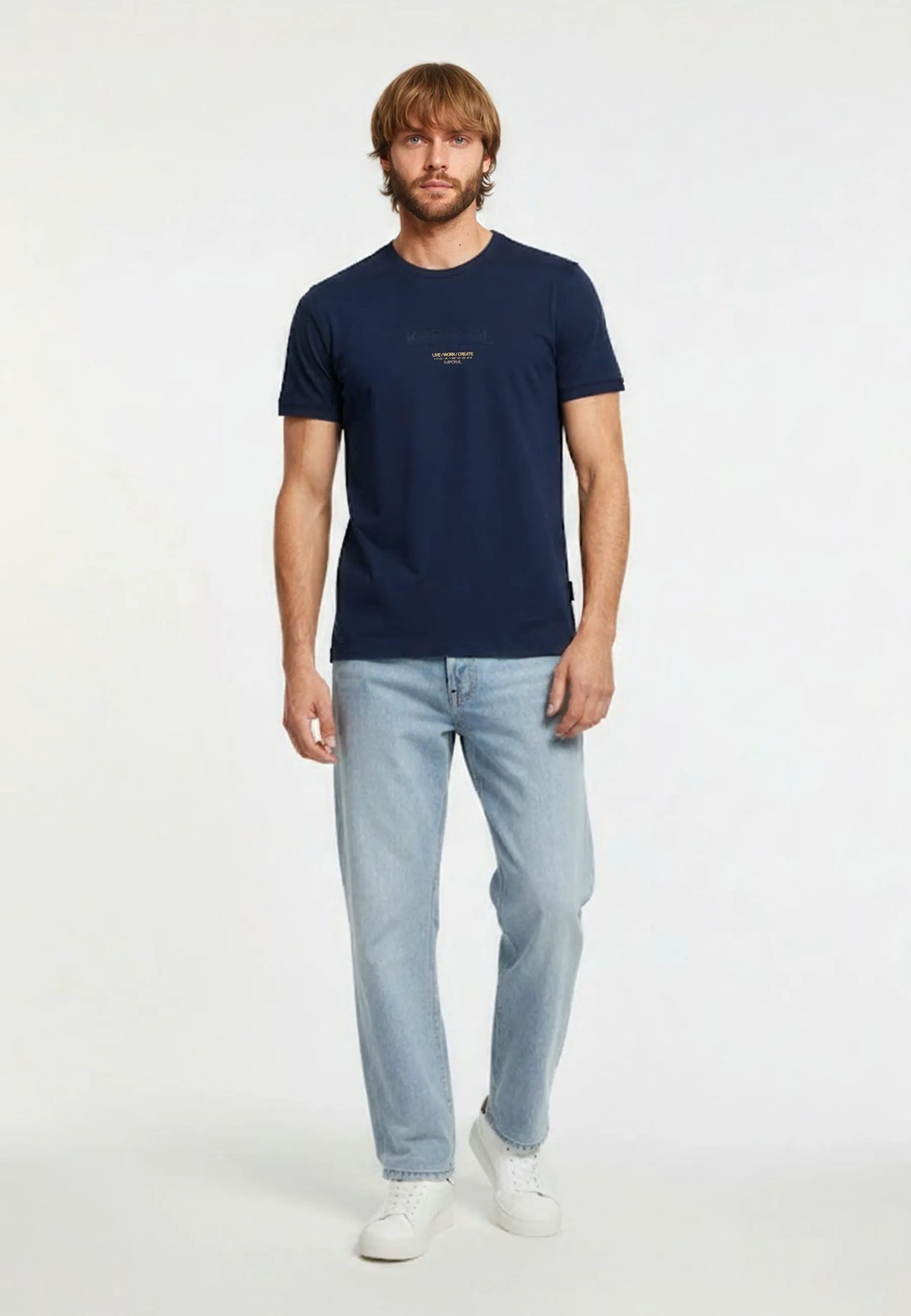 T-shirt short sleeves regular navy blue cotton NIRAJ