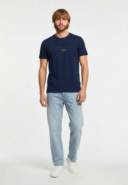T-shirt short sleeves regular navy blue cotton NIRAJ