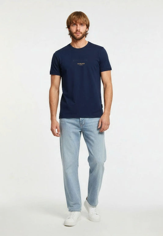 T-shirt short sleeves regular navy blue cotton NIRAJ