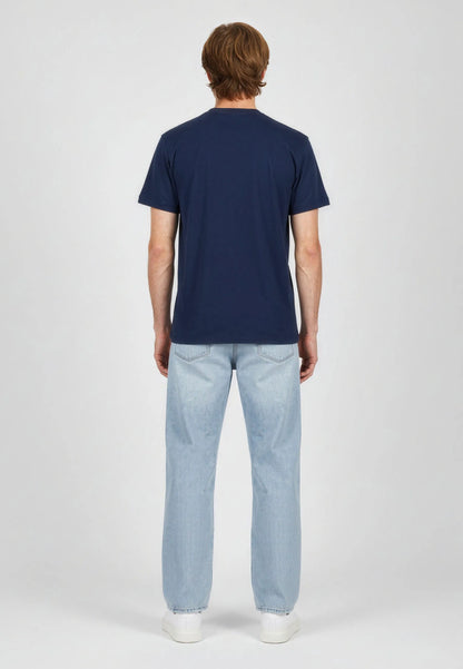 T-shirt short sleeves regular navy blue cotton NIRAJ