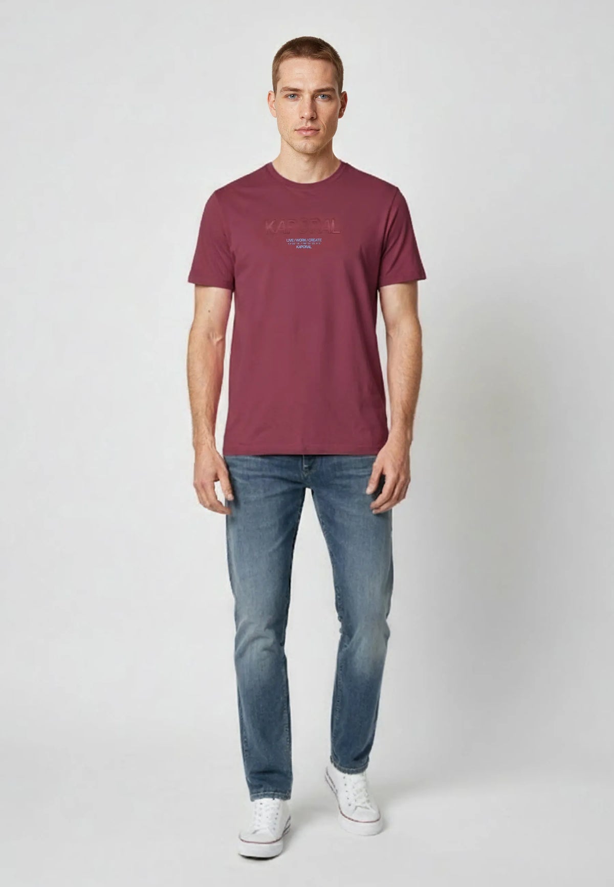 T-shirt short sleeves regular burgundy cotton NIRAJ