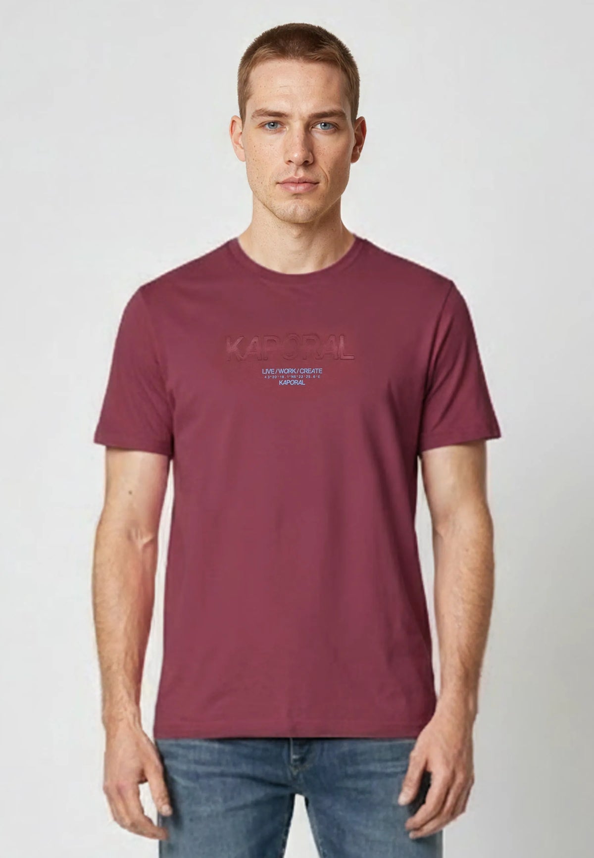 T-shirt short sleeves regular burgundy cotton NIRAJ