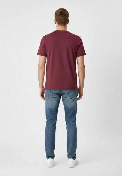 T-shirt short sleeves regular burgundy cotton NIRAJ