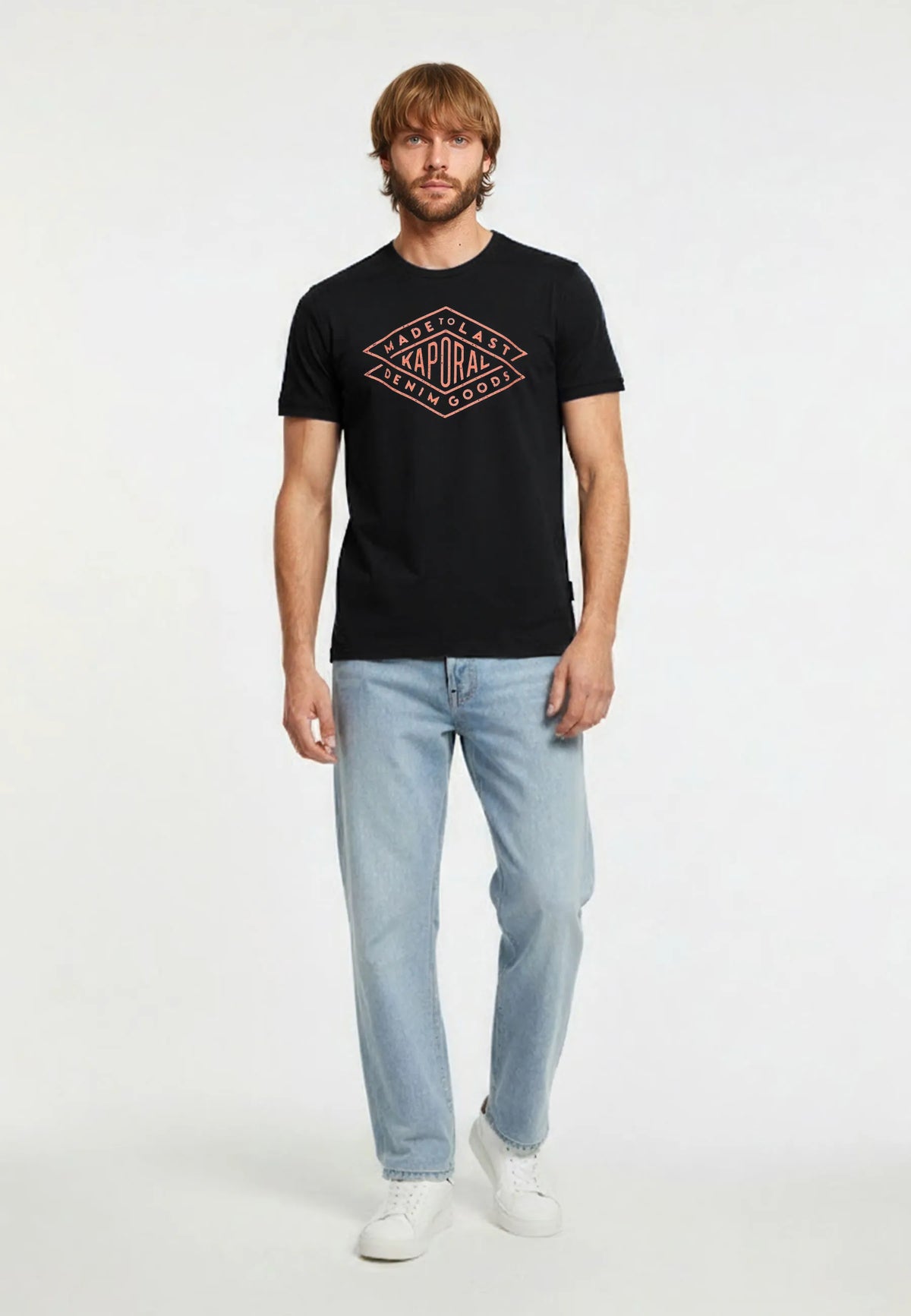TOKY black cotton regular short-sleeved T-shirt