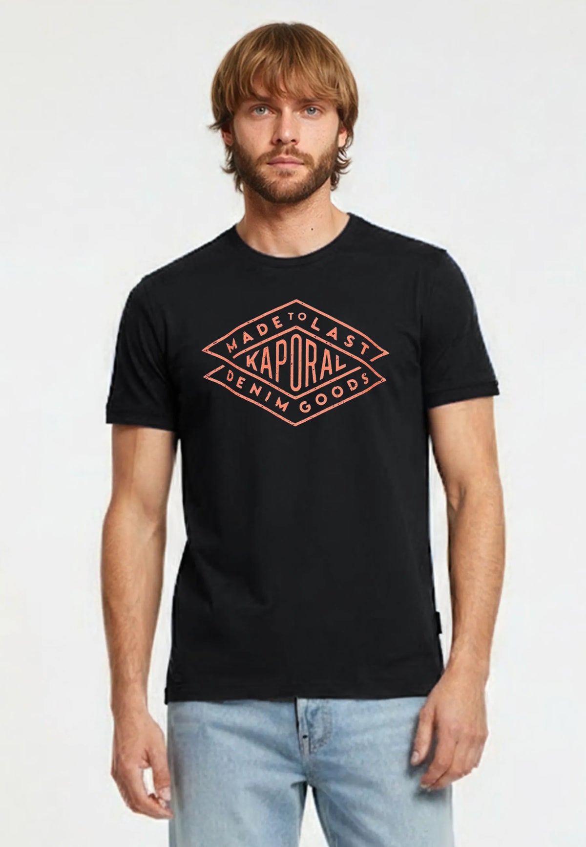 TOKY black cotton regular short-sleeved T-shirt