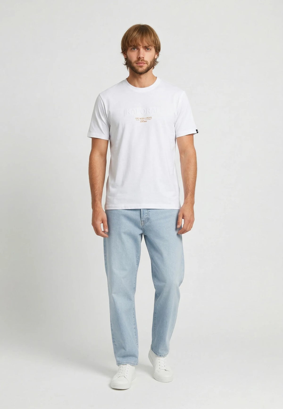 NIRAJ white cotton regular short-sleeved T-shirt