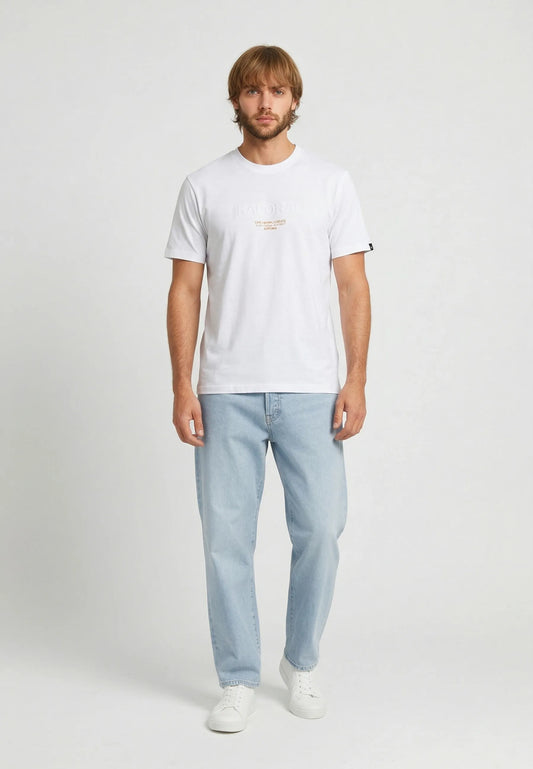 NIRAJ white cotton regular short-sleeved T-shirt