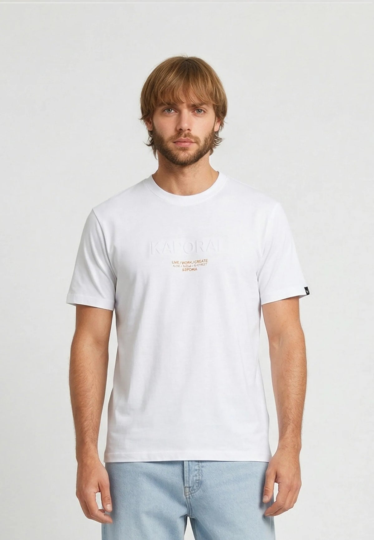 NIRAJ white cotton regular short-sleeved T-shirt