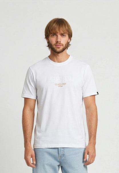 NIRAJ white cotton regular short-sleeved T-shirt