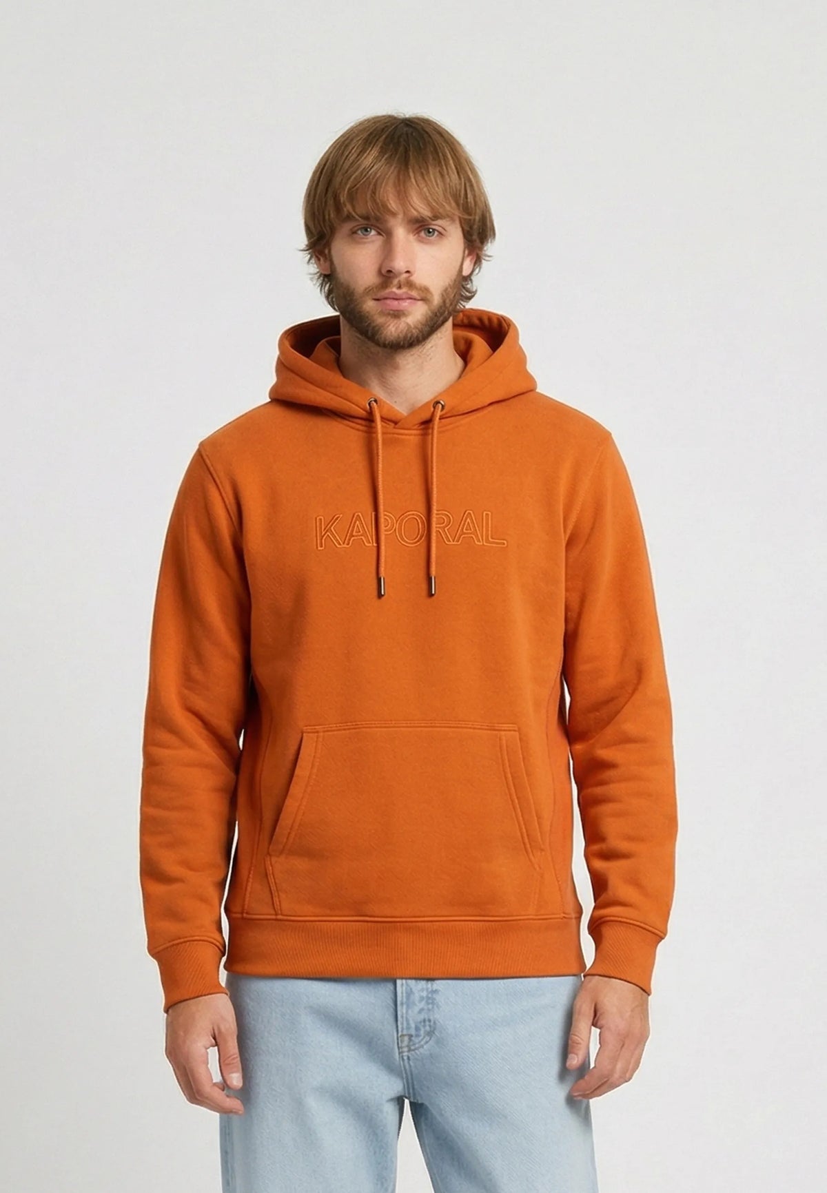 POWEL orange cotton polyester regular hooded sweatshirt